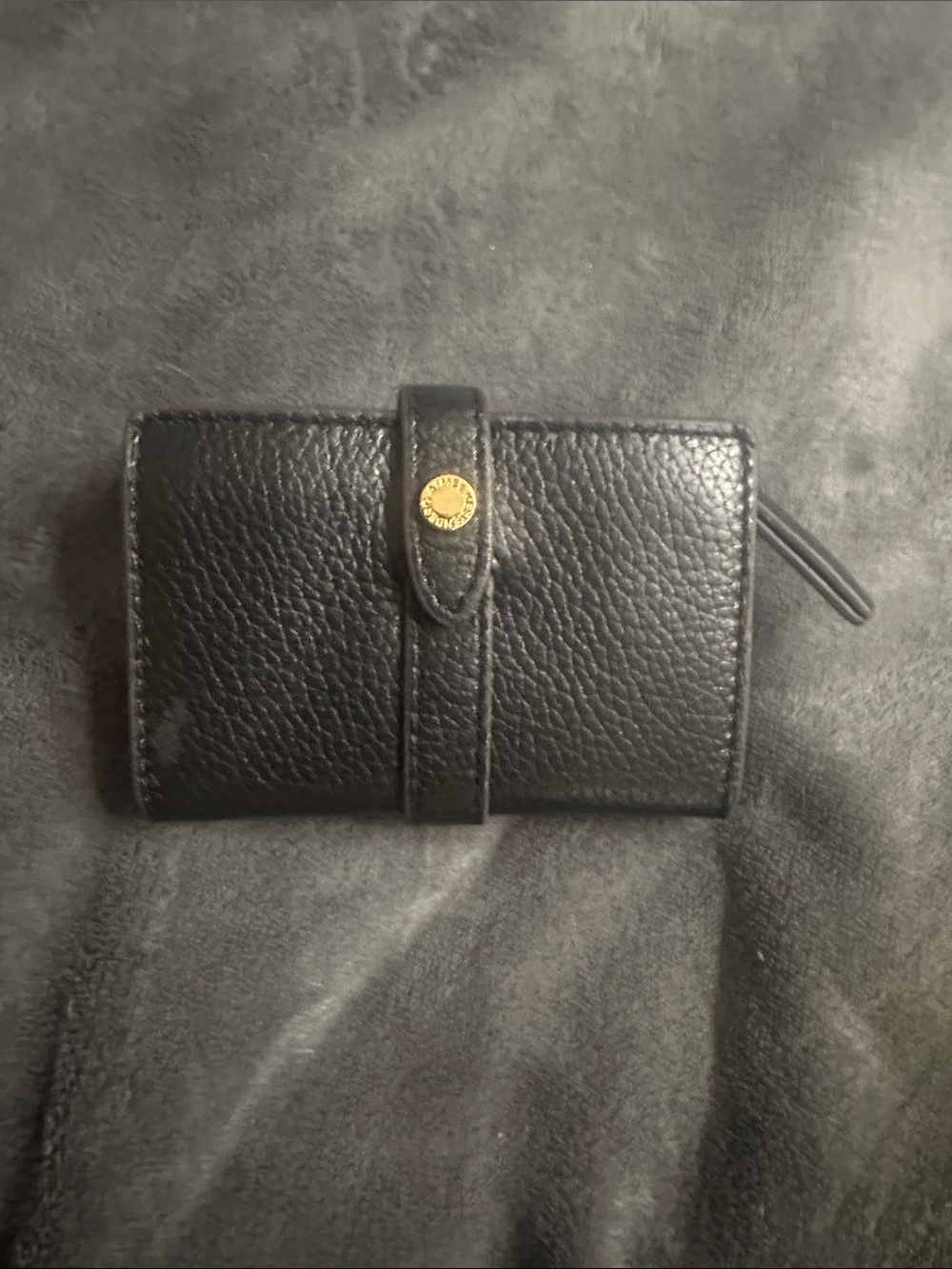 Aimee Kestenberg Black Pebbled Leather Wallet with Gold Snap